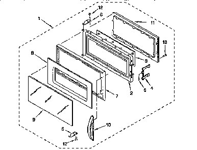Door Diagram and Parts List for MH7116XBB6  Whirlpool Microwave