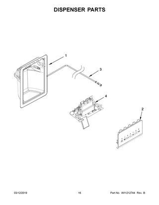 Dispenser Parts Diagram and Parts List for WRS315SDHB00  Whirlpool Refrigerator