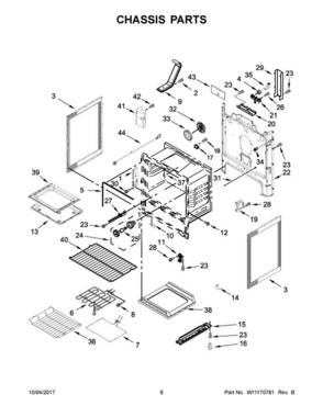 04 - Chassis Parts Diagram and Parts List for YWFE975H0HV0  Whirlpool Range