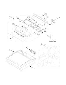 Top And Console Parts Diagram and Parts List for 11068132413  Kenmore Dryer