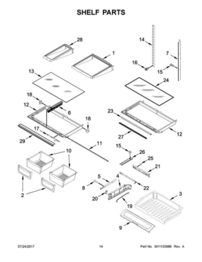08 - Shelf Parts Diagram and Parts List for WRF555SDFZ03  Whirlpool Refrigerator