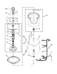 Basket And Tub Parts Diagram and Parts List for 11022102310  Kenmore Washer