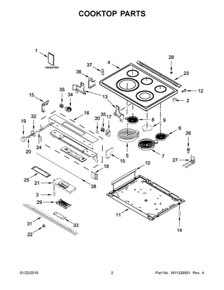 Cooktop Parts Diagram and Parts List for YKSEB900EWH3  Whirlpool Range