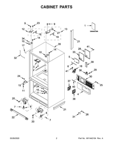Cabinet Parts Diagram and Parts List for WRF954CIHZ03  Whirlpool Refrigerator