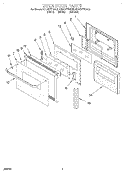 OVEN DOOR Diagram and Parts List for KEBS177BBL3  KitchenAid Wall Oven