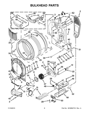 04 - BULKHEAD PARTS Diagram and Parts List for YWED87HEDW1  Whirlpool Dryer