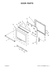 Door Parts Diagram and Parts List for KSEG700EBS1  KitchenAid Range