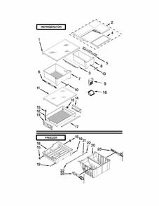 Shelf Parts Diagram and Parts List for 59673003510  Kenmore Refrigerator