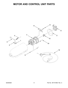Motor And Control Unit Parts Diagram and Parts List for 5K45SSNOB5  KitchenAid Mixer