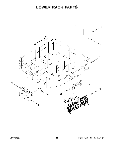 Lower Rack Parts Diagram and Parts List for KDTM404KPS1  KitchenAid Dishwasher