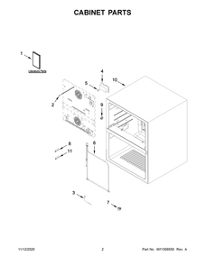 Cabinet Parts Diagram and Parts List for KUDF204ESB01  Whirlpool Wine and Beverage Cooler