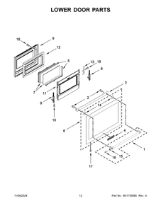 07 - Lower Door Parts Diagram and Parts List for KFDD500ESS12  Whirlpool Range