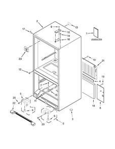 Cabinet Parts Diagram and Parts List for KRBX102EWH00  KitchenAid Refrigerator