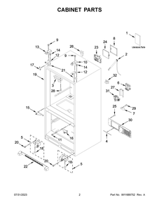 Cabinet Parts Diagram and Parts List for KRFC300EWH09  KitchenAid Refrigerator
