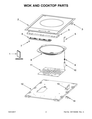 02 - WOK AND COOKTOP PARTS Diagram and Parts List for JIE4115GS0  Whirlpool Cooktop