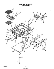 Cook Top Diagram and Parts List for N9357*0  Roper Range