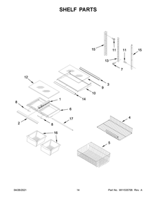 Shelf Parts Diagram and Parts List for ABB1921BRB03  Whirlpool Refrigerator