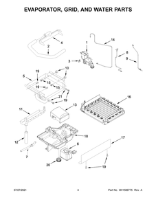 Evaporator, Grid, And Water Parts Diagram and Parts List for KUIX335HPS01  KitchenAid Ice Maker