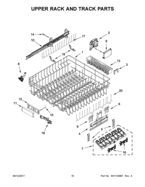 09 - UPPER RACK AND TRACK PARTS Diagram and Parts List for KDPE334GBS0  Whirlpool Dishwasher
