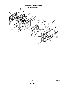 Oven Door Diagram and Parts List for N9257*0  Roper Range
