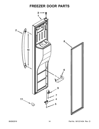 Freezer Door Parts Diagram and Parts List for WRS555SIHB00  Whirlpool Refrigerator