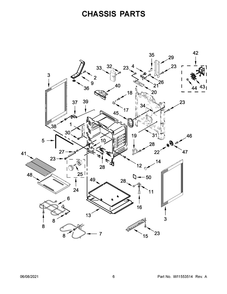 Chassis Parts Diagram and Parts List for WFE550S0HW2  Whirlpool Range
