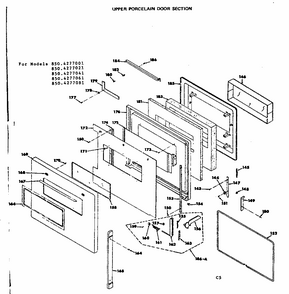 Upper Porcelain Door Section Diagram and Parts List for 8504277081  Kenmore Range