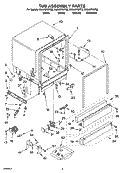 TUB ASSEMBLY PARTS Diagram and Parts List for DU945PWPQ2  Whirlpool Dishwasher