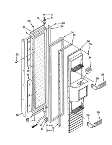 Freezer Door Diagram and Parts List for KSSS36QJS00  KitchenAid Refrigerator