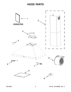 Hood Parts Diagram and Parts List for WVW53UC6LS0  Whirlpool Range Hood