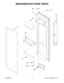 Refrigerator Door Parts Diagram and Parts List for WRS335SDHW03  Whirlpool Refrigerator