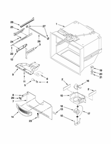 Freezer Liner Parts Diagram and Parts List for 59669989011  Kenmore Refrigerator