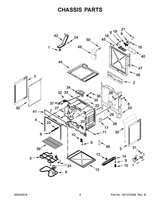 Chassis Parts Diagram and Parts List for WEE510SAGS0  Whirlpool Range