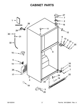 Cabinet Parts Diagram and Parts List for WRT311FZDZ01  Whirlpool Refrigerator