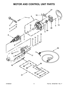 Motor And Control Unit Parts Diagram and Parts List for 5KSM150PSCDR0  Whirlpool Mixer