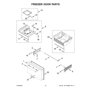 Freezer Door Parts Diagram and Parts List for KRFC704FPS07  KitchenAid Refrigerator