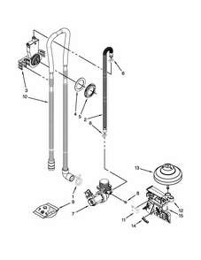 Fill, Drain And Overfill Parts Diagram and Parts List for 66513042K116  Kenmore Dishwasher