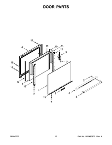 Door Parts Diagram and Parts List for KFGG500EWH3  Whirlpool Range