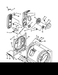 Bulkhead Parts Diagram and Parts List for 7MMGDC300BW0  Whirlpool Dryer