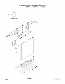 Door And Panel Parts Diagram and Parts List for 66513262K112  Kenmore Dishwasher