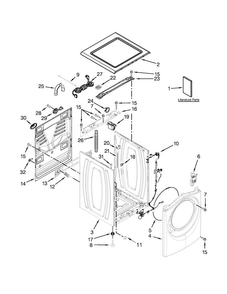 Top And Cabinet Parts Diagram and Parts List for WFW8740DW0  Whirlpool Washer