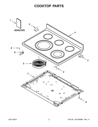 Cooktop Parts Diagram and Parts List for YWFE975H0HV1  Whirlpool Range