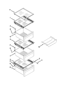 Refrigerator Shelf Parts Diagram and Parts List for GSC25C6EYY03  Whirlpool Refrigerator