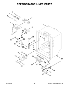 Refrigerator Liner Parts Diagram and Parts List for KRFF305ESS09  KitchenAid Refrigerator