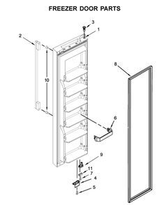 Freezer Door Parts Diagram and Parts List for WRSA15SNHZ00  Whirlpool Refrigerator