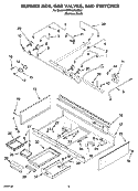 BURNER BOX, GAS VALVES, AND SWITCHES Diagram and Parts List for KDRP463LSS02  KitchenAid Range