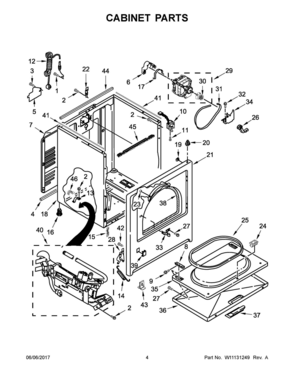 03 - CABINET PARTS Diagram and Parts List for ZGD7009GW0  Whirlpool Dryer