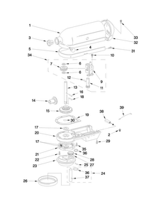 Case, Gearing And Planetary Unit Parts Diagram and Parts List for 5KPM5CER0  KitchenAid Mixer