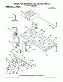 COOKTOP, BURNER AND GRATE PARTS Diagram and Parts List for KGCU467VSS00  KitchenAid Cooktop