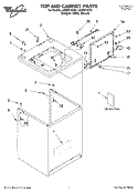 TOP AND CABINET, LITERATURE Diagram and Parts List for LSQ9211KT0  Whirlpool Washer